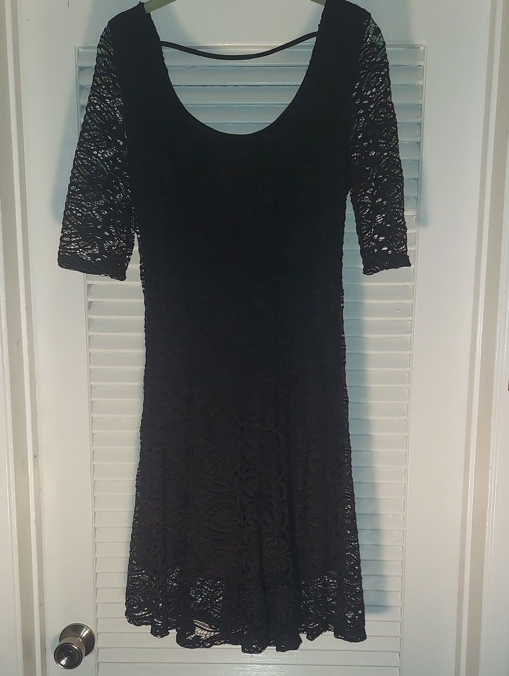 Black Lace Midi Dress with Scoop Neck